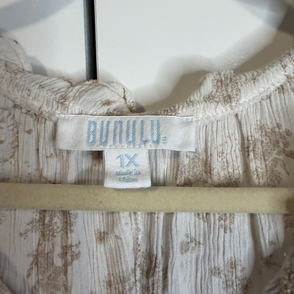 Bunulu Cream Floral Sleeveless Boho Tunic Top Women’s 1X Lace Trim - Picture 5 of 5